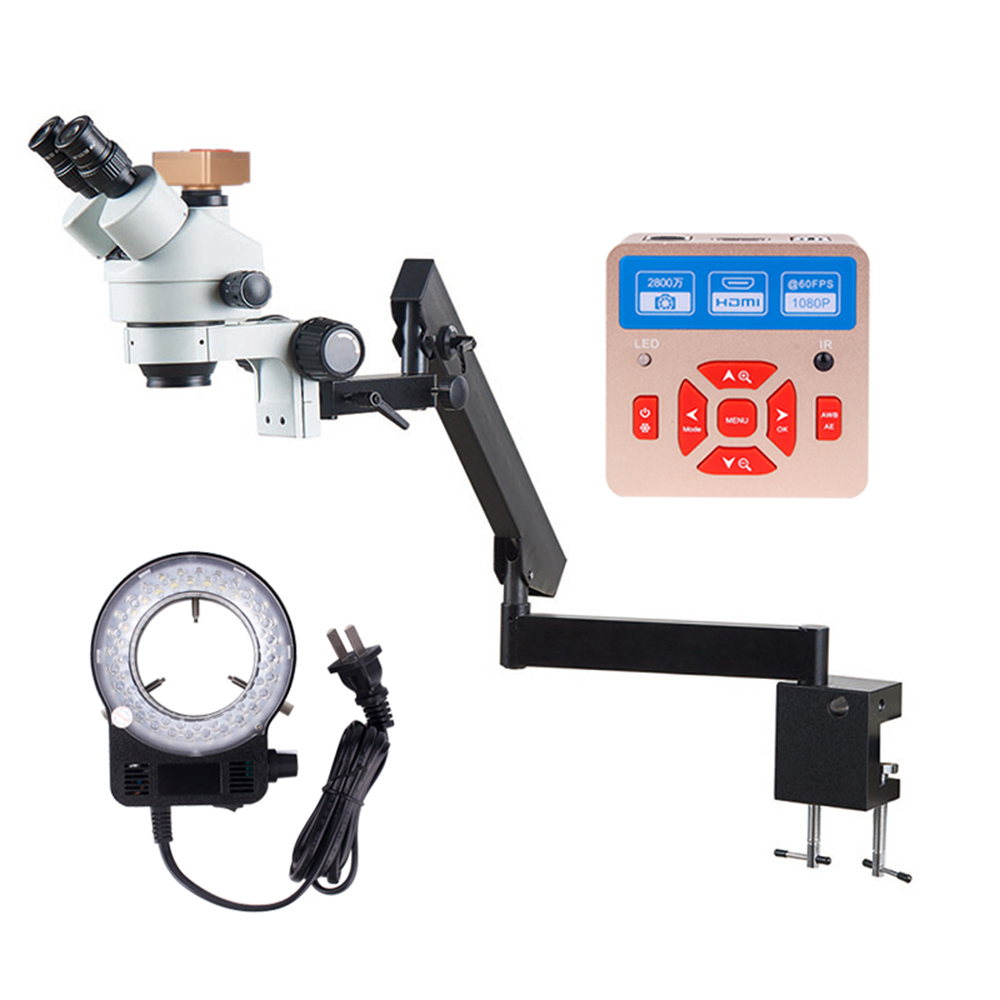 Flexible Arm Fixation Clamp Mi - đánh giá và giá Trinocular Stereo Microscope 7X-45X