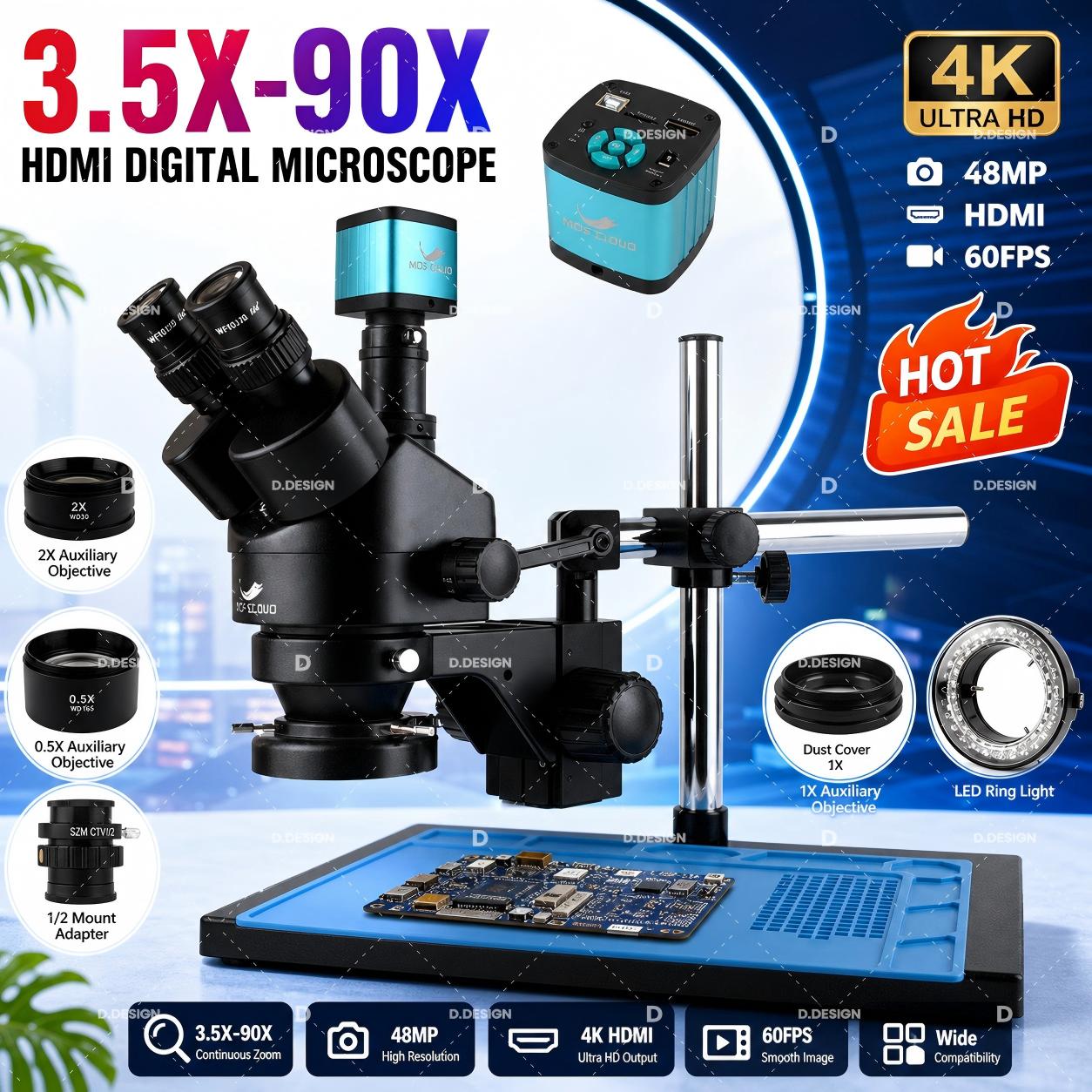 3.5X-100X Industrial Lab Simul - đánh giá và giá Simul-Focal Industrial Microscope 4K Hdmi