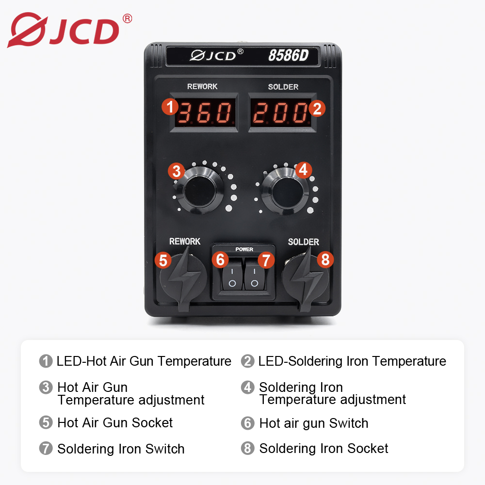 JCD 750W 8586D Soldering Stati - đánh giá và giá 2 In 1 Soldering Rework Station 750W