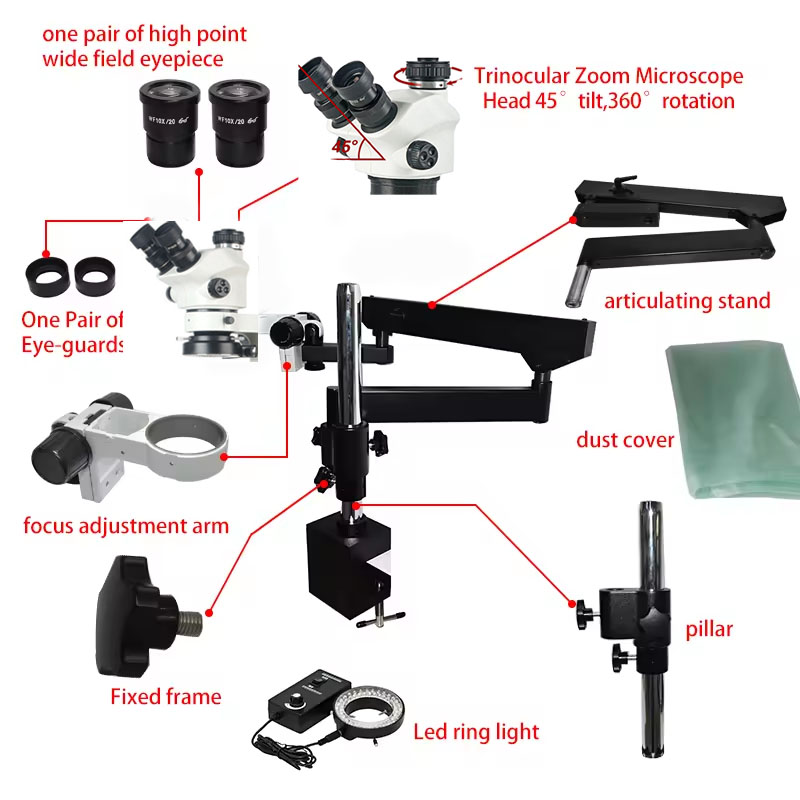 Flexible Articulated Arm Large - đánh giá và giá Articulating Arm Boom Stand Microscope