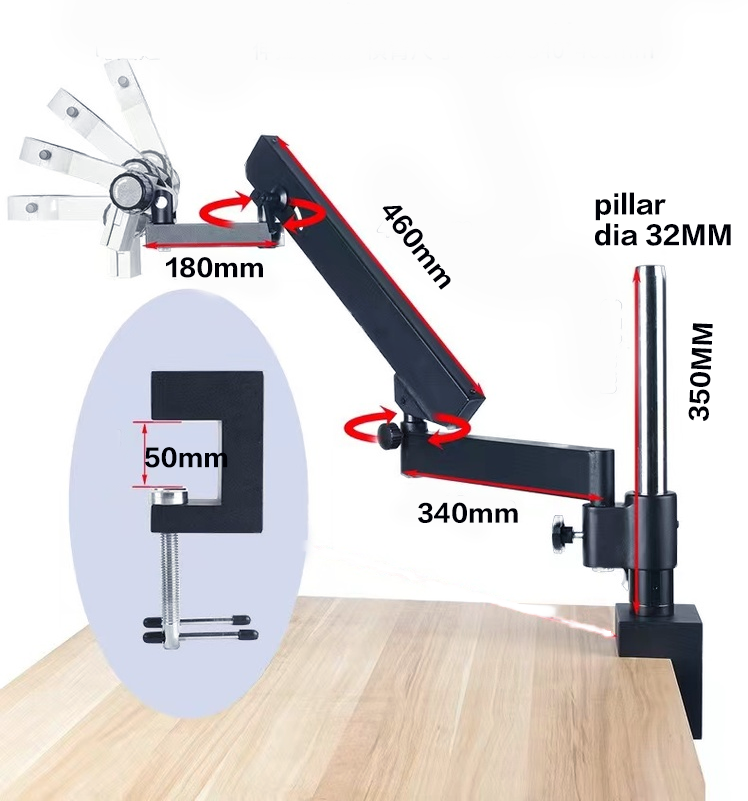Flexible Articulated Arm Large - đánh giá và giá Articulating Arm Boom Stand Microscope