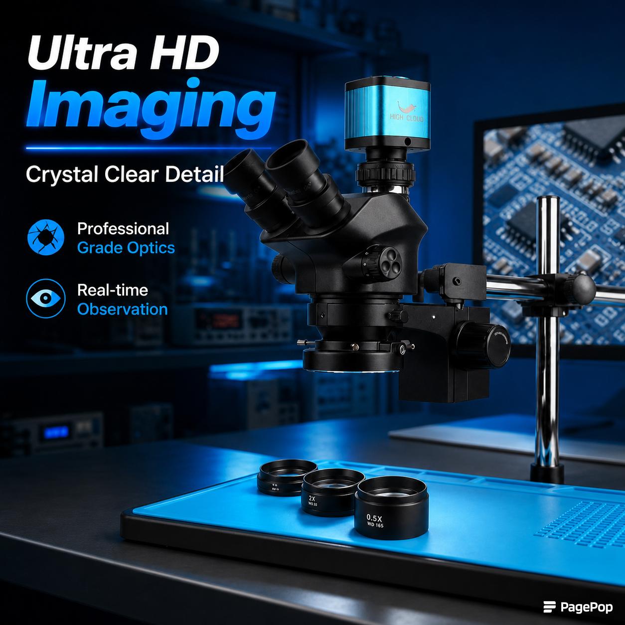 Industrial Lab Simul Focal Adj - đánh giá và giá Simul-Focal Industrial Microscope 4K Hdmi