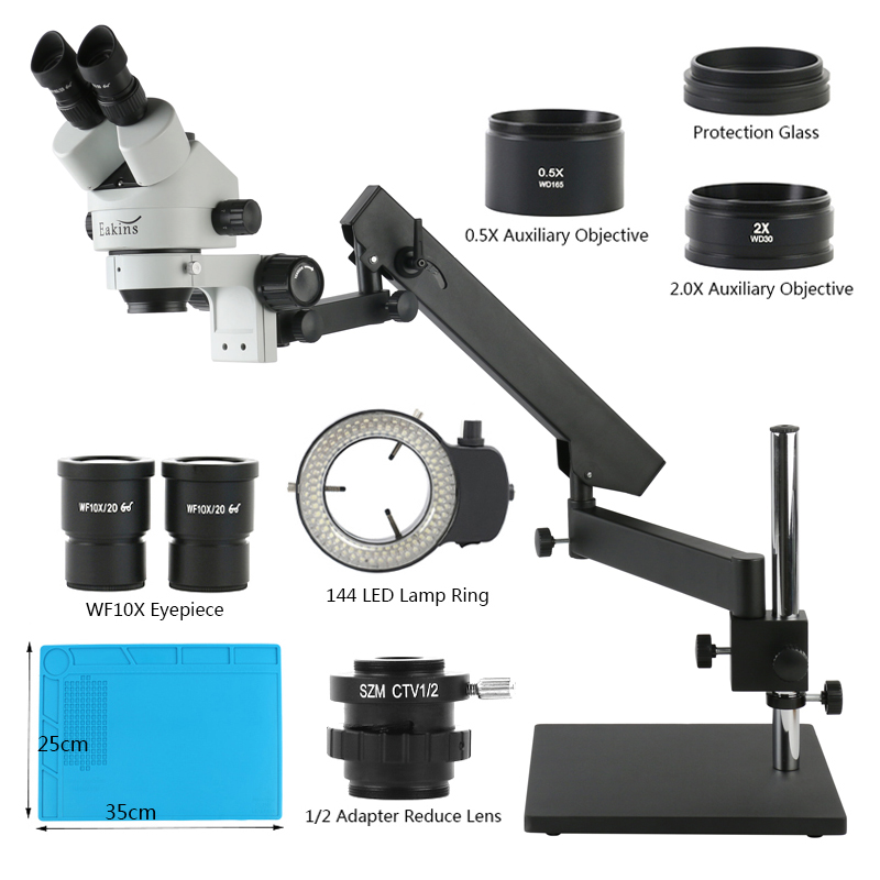 Articulating Arm Desktop Base  - đánh giá và giá Trinocular Stereo Microscope 7X-45X